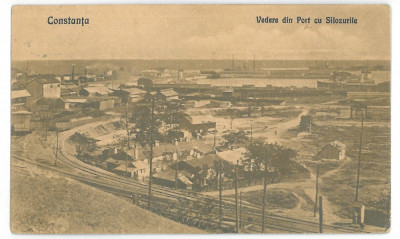 3568 - CONSTANTA, Harbor, railway - old postcard - used - 1927 foto
