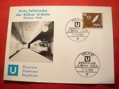 Carton filatelic aniversar - Statia de Metrou Kohln1968 RFG foto