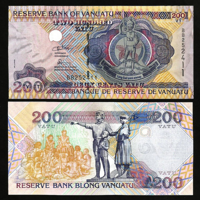 !!! VANUATU - 200 VATU (1995) - P 8 b1 - UNC / SEMNATURILE DIN SCAN/SERIA BB foto