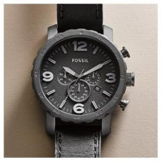 Ceas barbatesc FOSSIL JR 1354 OVERSIZE bratara piele neagra foto