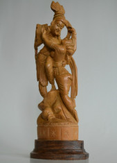 Sculptura in lemn, statueta hindusa RADHA si KRISHNA foto