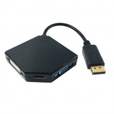 Adaptor displayport la HDMI + VGA + DVI pentru laptop, pc foto