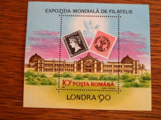 1990 LP 1236 EXPOZITIA MONDIALA DE FILATELIE LONDRA&amp;#039;90 foto