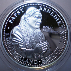 5.195 GERMANIA MEDALIE PAPA BENEDIKT XVI 2005 KOLN PROOF 999 ARGINT 10,0g