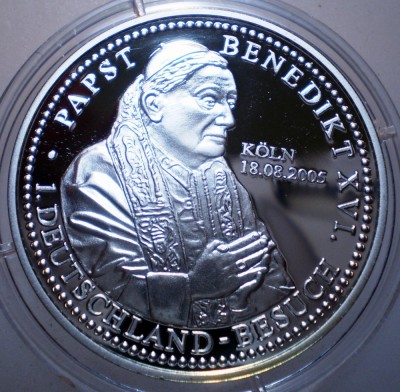 5.195 GERMANIA MEDALIE PAPA BENEDIKT XVI 2005 KOLN PROOF 999 ARGINT 10,0g foto