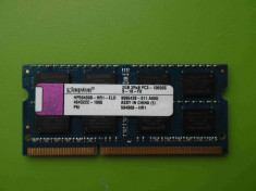 Memorie RAM laptop SODIMM DDR3 Kingston 2GB PC3-10600 1333MHz foto