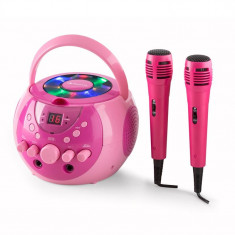 Auna SingSing, Sistem Karaoke portabil, LED-uri, func?ionare pe baterii, 2 x microfon foto