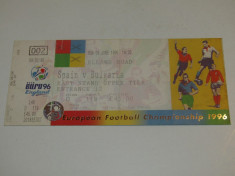 Bilet meci fotbal SPANIA - BULGARIA (Campionatul European Anglia 09.06.1996) foto