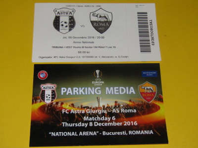 Bilet meci fotbal + parking ASTRA GIURGIU - AS ROMA (08.12.2016) foto