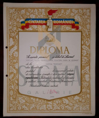 DIPLOMA &amp;quot; CINTAREA ROMANIEI&amp;quot; LAUREAT, POETULUI,TRAIAN COSOVEI, 1989 foto