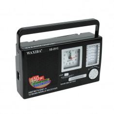 Radio portabil cu ceas Quartz, 12 frecvente radio, control volum, Waxiba foto