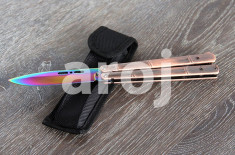 Cutit. Briceag Fluture Balisong Butterfly Rainbow cu lama ascutita foto