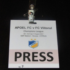 Acreditare meci fotbal APOEL NICOSIA - FC VIITORUL (02.08.2017)
