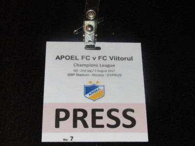 Acreditare meci fotbal APOEL NICOSIA - FC VIITORUL (02.08.2017) foto