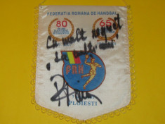 Fanion aniversar Federatia Romana de Handbal (autograf jucatorul Radu Voinea) foto