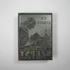 j Ex Libris Mag Pharm Szepsy Zoltan 9 x 6,5 centimetri placa tipografie matrita