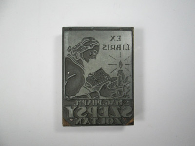 j Ex Libris Mag Pharm Szepsy Zoltan 9 x 6,5 centimetri placa tipografie matrita foto