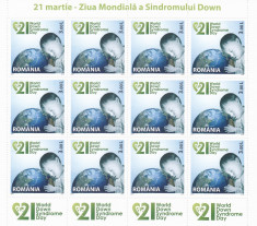 ZIUA MONDIALA A SINDROMULUI DOWN , MINISHEET,2011,MNH,ROMANIA. foto