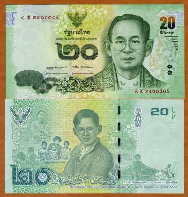 !!! THAILANDA - 20 BAHT 2017 , COMM - P NEW - UNC / IN MEMORIA REGELUI RAMA IX foto