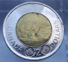 moneda bimetalica 2 dolari dollars Canada URS POLAR variante diferite 1996 2012 foto