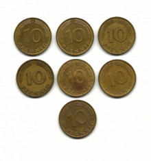 Germania Federala 10 PFENNIG - lot 7 bucati foto