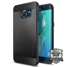 Husa Protectie Spate Spigen Neo Hybrid Carbon Metal Black pentru Samsung Galaxy S6 Edge foto