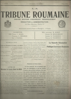 Revista LA TRIBUNE ROUMAINE - an I, nr.2 / 1914, Paris, rara foto