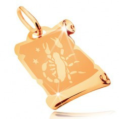 Pandantiv aur galben 14K - pergament cu semn zodiacal Scorpion foto