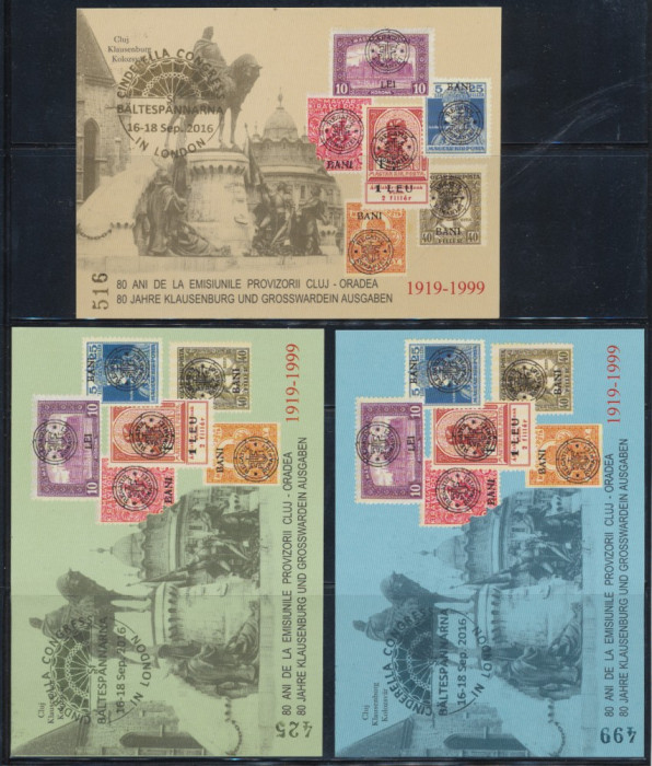 Set 4 colite 1999 80 ani Marea Unire emisiunea Cluj sursarj rarism Londra 2016