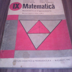 MATEMATICA GEOMETRIE SI TRIGONOMETRIE MANUAL CLASA IX A.COTA,ED.DIDACTICA 1992
