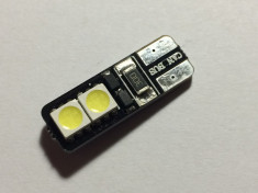 Led auto T10, W5W, 4 SMD-uri, 5050, CANBUS, 12 V, ALB foto