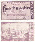 (2) BANCNOTA GERMANIA - REICHSBAHN STUTTGART - 100 MILLIARDEN MARK 1923