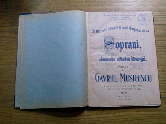 SOPRANI IMNELE SFINTEI LITURGII - Gavril Musicescu - Iasi, 1899, 69 p.