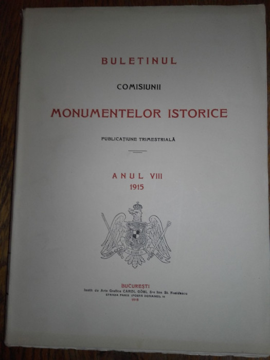 BULETINUL COMISIUNII MONUMENTELOR ISTORICE 1915