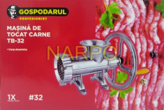 Masina de tocat carne nr 32 din ALUMINIU cu fulie si rulment mare foto