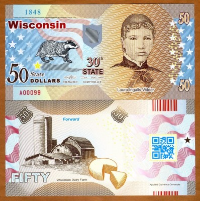 !!! SUA = FANTASY NOTE = WISCONSIN - 2017 - UNC / AL 30 - LEA STAT / POLIMER foto