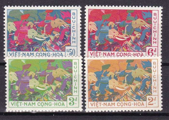 Vietnam de Sud 1959 fauna elefanti surorile Trung MI 180-83 MNH