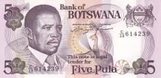 Bancnota Botswana 5 Pula (1992) - P11 UNC foto