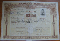 Liceul Mircea cel Batran Constanta 1931 diploma de bacalaureat timbre Carol II foto