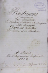 MANUSCRIS/REGLEMENT SUR LES CONSULATS, LA RESIDENCE, LE COMMERCE ET LA NAVIGATION DES FRANCAIS A LEVANT, PARIS 1812 foto