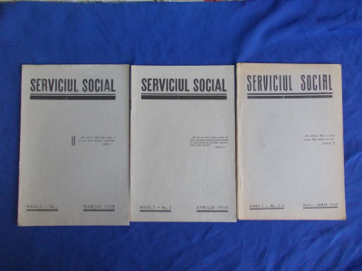 SERVICIUL SOCIAL ( N.I. SIMACHE,D. GUSTI ) * ANUL I - NR. 1-4 / 1939 - PLOIESTI foto