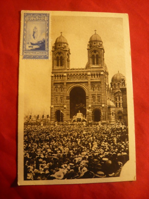 Ilustrata Notre Dame de la Garde - Sarbatoarea Incoronarii , cu vigneta