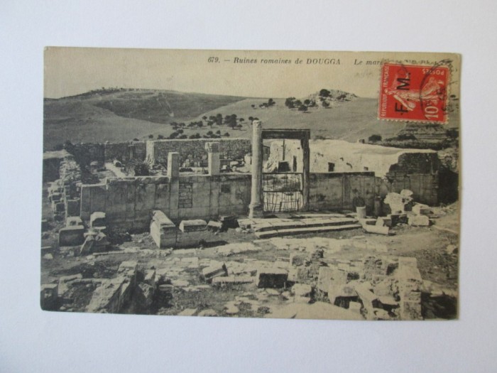 Carte postala circulata Dougga/Tunisia-ruinele romane 1911