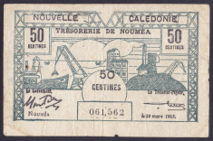 Bancnota Noua Caledonie 50 Centime 1943 - P54 VF foto