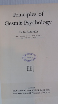 Principles of Gestalt Psychology - K. Koffka foto