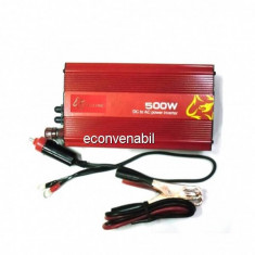 Invertor Auto 12V la 220V USB Max.500W Pililong, Clesti, Priza Auto foto