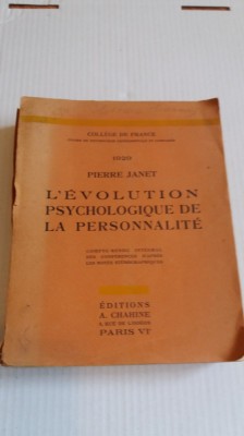 L`Evolution psychologique de la personnalite - Pierre Janet foto