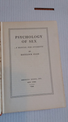 Psychology of Sex - Havelock Ellis foto