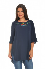 Bluza tip Tunica Bleumarin cu Broderie foto