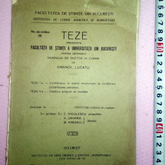 CARTICICA VECHE -TEZE FAC DE STIINTE BUCURESTI -1929 , EMANOIL LUCATU